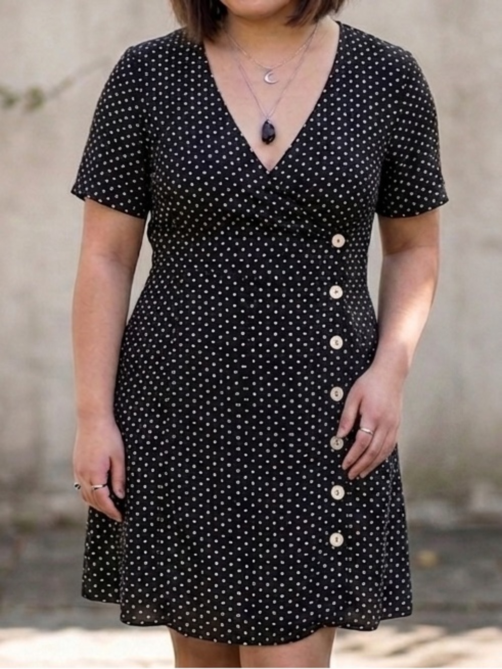 Spencer + Shaw Star Print Wrap Dress XL Celestial Minimalist